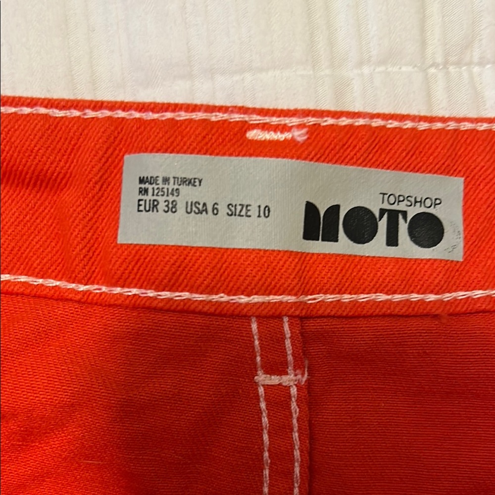 Topshop Moto Size 6 Orange Denim Skirt - Picture 3 of 4